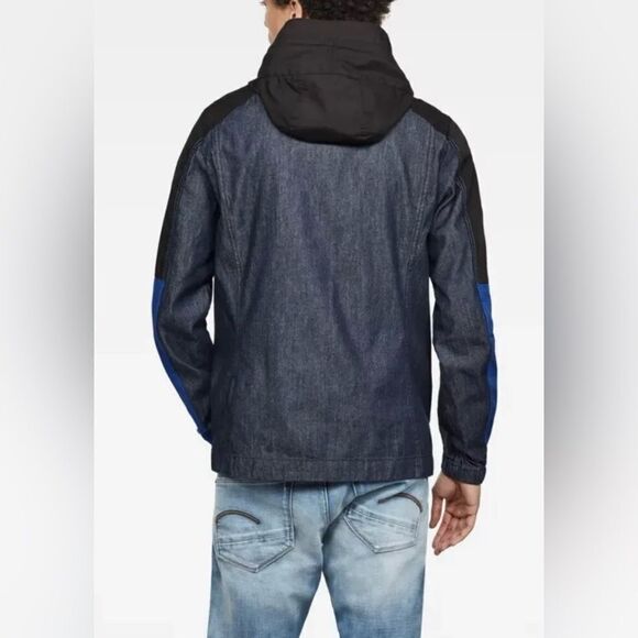 G-Star Raw Denim Mix Colorblock Patches Hooded Full Zip Jacket Unisex Size Small - Picture 3 of 16